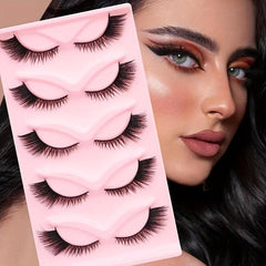 5 Pairs Cat Eye False Eyelashes Winged Natural Look Fluffy Makeup
