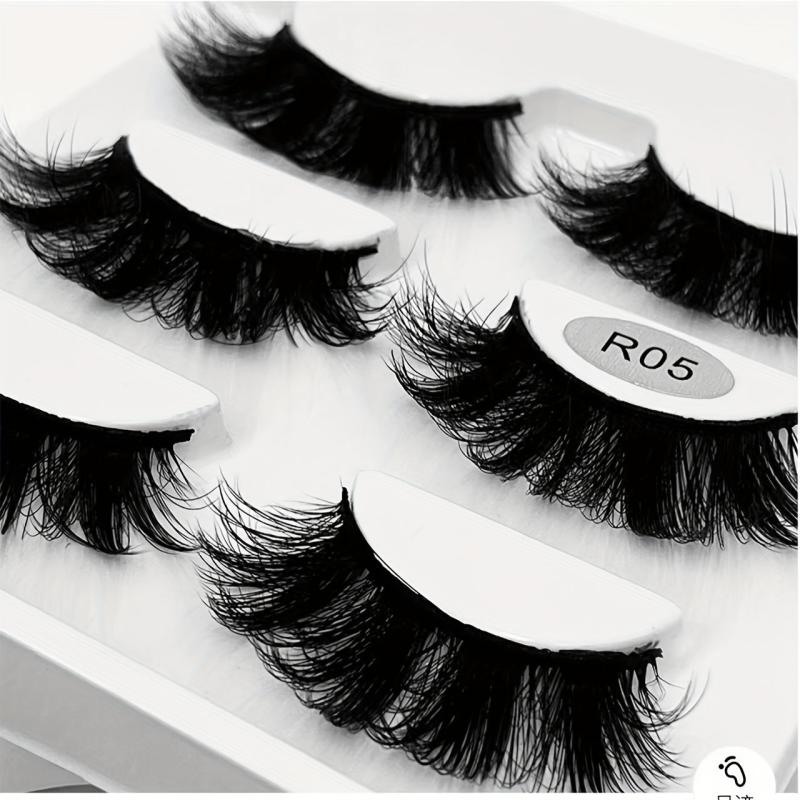 3 Pairs 6D False Eyelashes Thick Faux Mink Hair Layer Three-dimensional Lashes