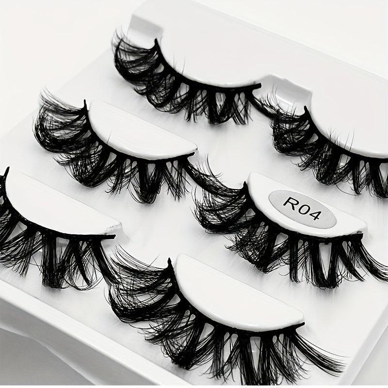3 Pairs 6D False Eyelashes Thick Faux Mink Hair Layer Three-dimensional Lashes