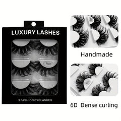 3 Pairs 6D False Eyelashes Thick Faux Mink Hair Layer Three-dimensional Lashes