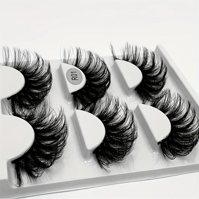3 Pairs 6D False Eyelashes Thick Faux Mink Hair Layer Three-dimensional Lashes