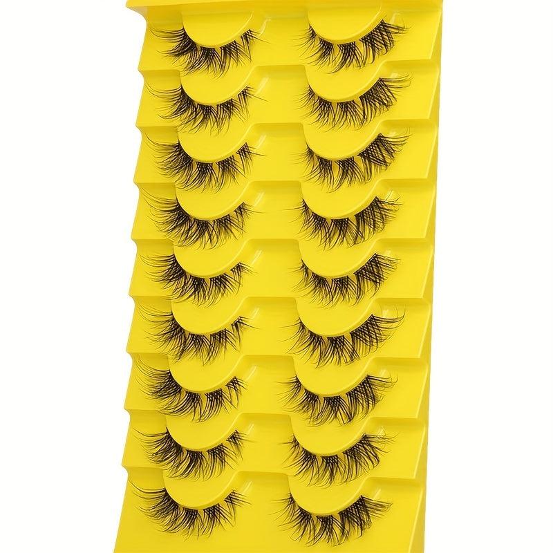 10 Pairs Fluffy Wispy Cat Eye Lashes Natural Cluster False Eyelashes