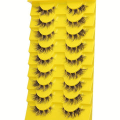 10 Pairs Fluffy Wispy Cat Eye Lashes Natural Cluster False Eyelashes