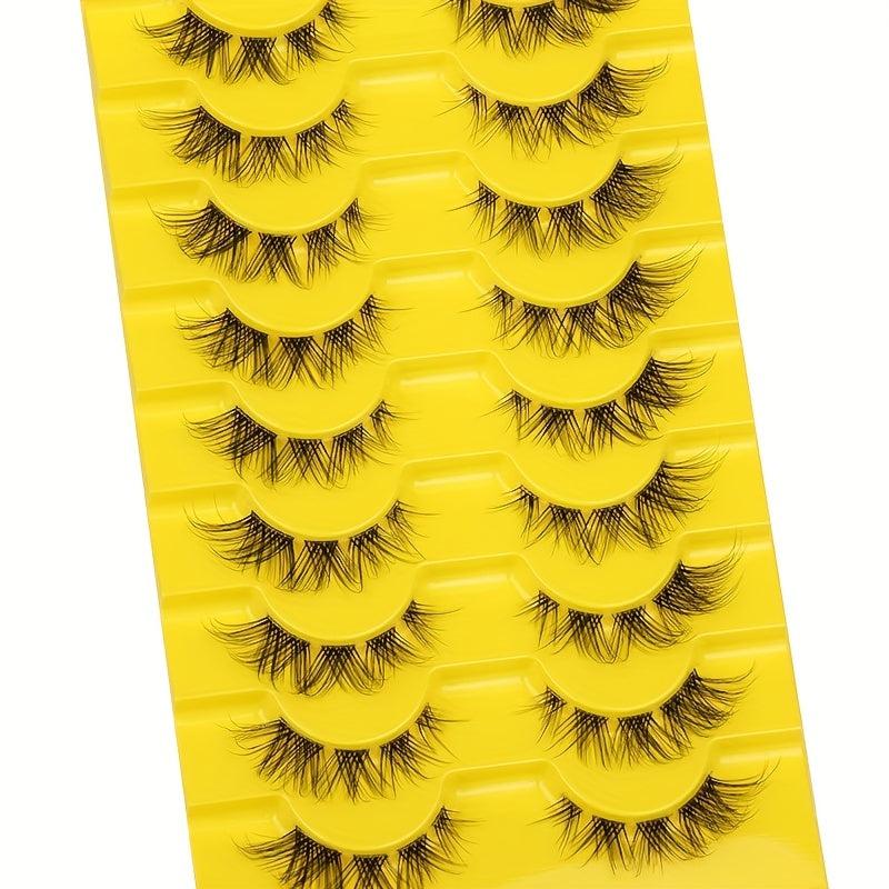 10 Pairs Fluffy Wispy Cat Eye Lashes Natural Cluster False Eyelashes