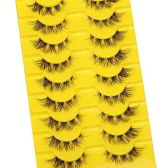 10 Pairs Fluffy Wispy Cat Eye Lashes Natural Cluster False Eyelashes