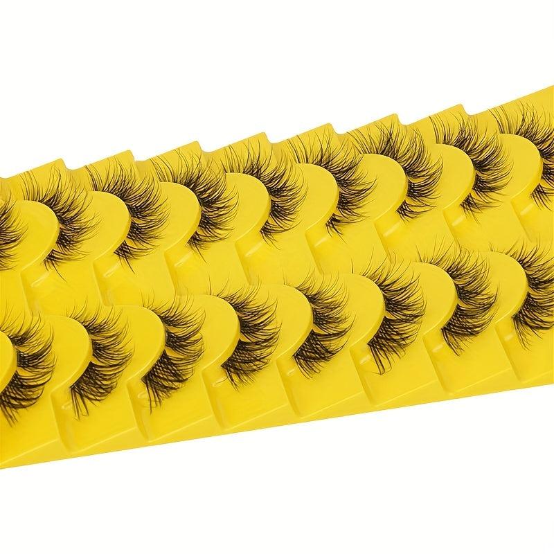10 Pairs Fluffy Wispy Cat Eye Lashes Natural Cluster False Eyelashes