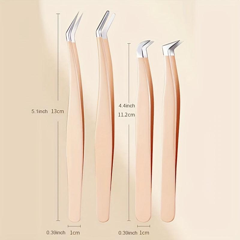 2pcs Eyelash Extension Tweezers Curved Tip Isolation False Lash Tool