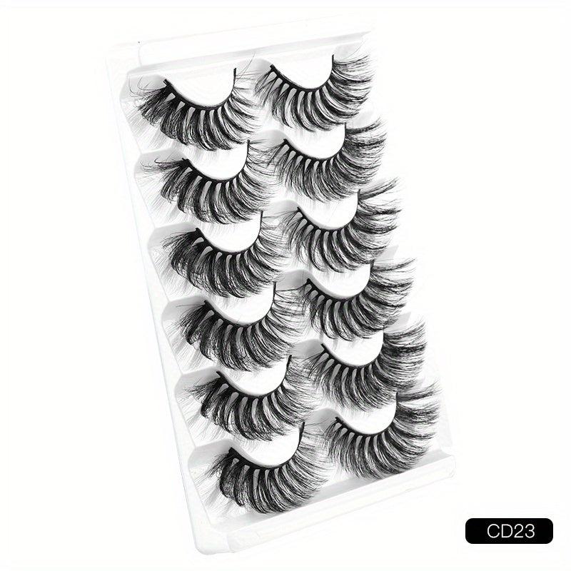 6 Pairs 8D Curling Faux Mink False Eyelashes for Voluminous Look