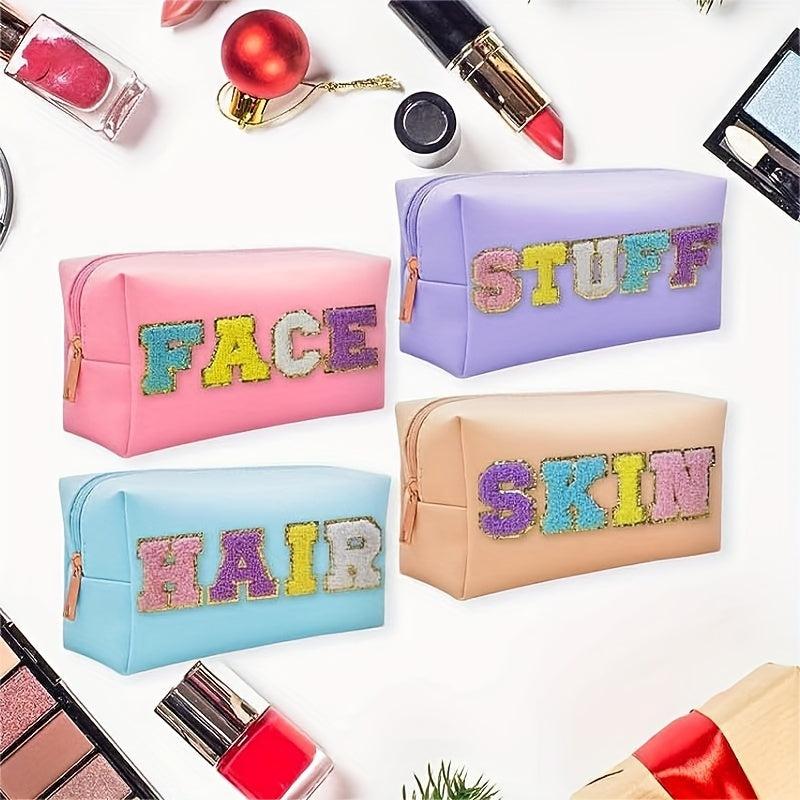 4PCS Preppy Makeup Bag Set Waterproof Travel Cosmetic Organizer