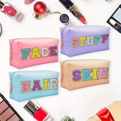 4PCS Preppy Makeup Bag Set Waterproof Travel Cosmetic Organizer