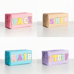 4PCS Preppy Makeup Bag Set Waterproof Travel Cosmetic Organizer