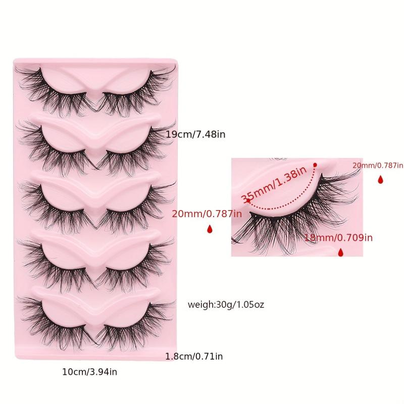 5 Pairs Fluffy Layer False Eyelashes 3D Crisscross Thick Eye Elongated Eyelashes