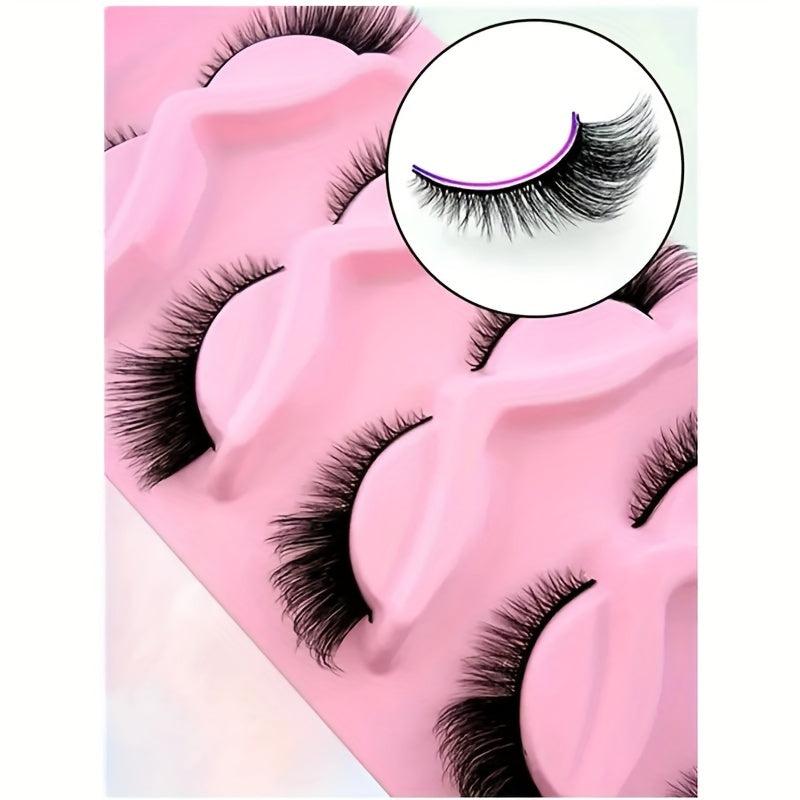 5 Pairs Fluffy Cat Eye False Eyelashes For Natural And Party Makeup