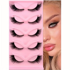5 Pairs Fluffy Cat Eye False Eyelashes For Natural And Party Makeup