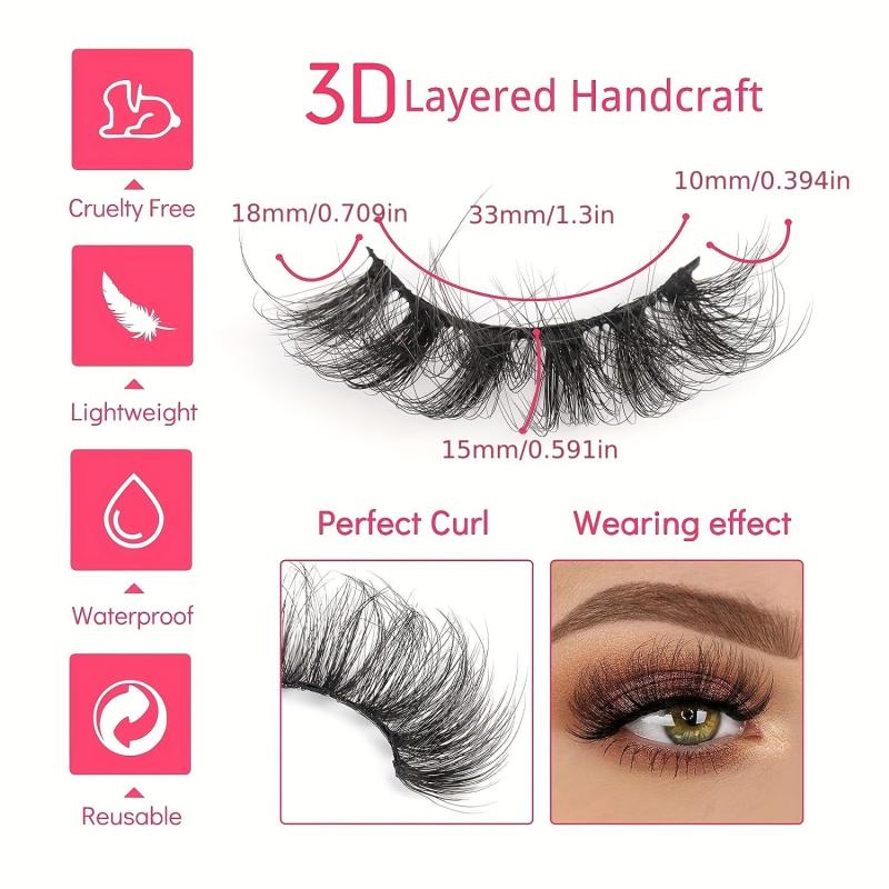 9 Pairs Faux Mink False Eyelashes Natural Cat Eye 5D Cosplay