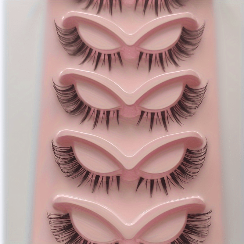 5 Pairs Fluffy Cat Eye Lashes D Curl Winged End Eyelashes