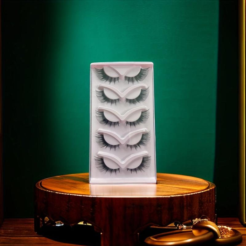 5 Pairs Fluffy Cat Eye Lashes D Curl Winged End Eyelashes