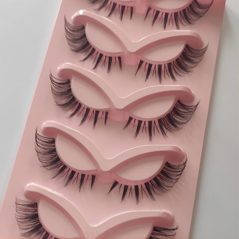 5 Pairs Fluffy Cat Eye Lashes D Curl Winged End Eyelashes