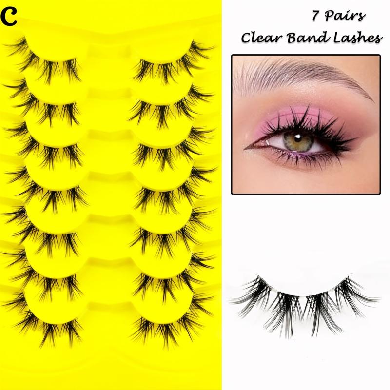 7 Pairs Cat Eyelashes Curling Natural Look Fluffy Faux Mink False Eyelashes