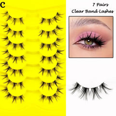 7 Pairs Cat Eyelashes Curling Natural Look Fluffy Faux Mink False Eyelashes