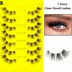 7 Pairs Cat Eyelashes Curling Natural Look Fluffy Faux Mink False Eyelashes