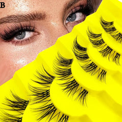 7 Pairs Cat Eyelashes Curling Natural Look Fluffy Faux Mink False Eyelashes