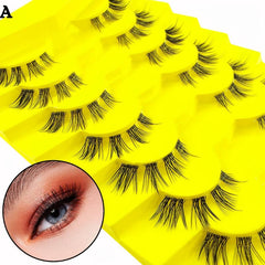 7 Pairs Cat Eyelashes Curling Natural Look Fluffy Faux Mink False Eyelashes