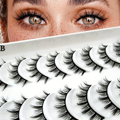 10 Pairs Fluffy Faux Mink False Eyelashes for Stunning Cat Eye Look