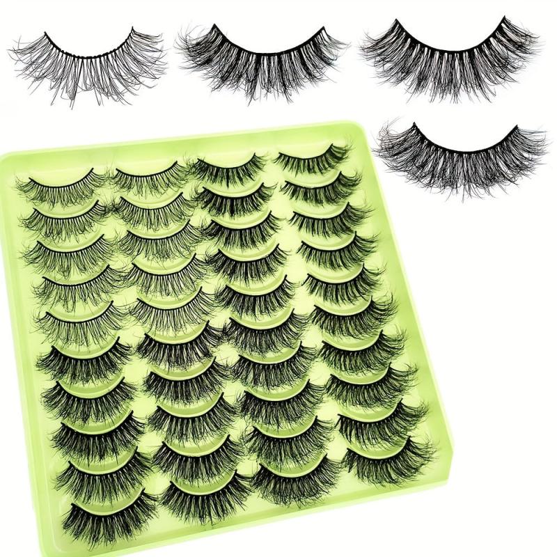 20 Pairs Fluffy Faux Mink Lashes 4 Styles Reusable False Eyelashes Makeup Tools