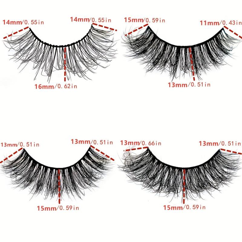 20 Pairs Fluffy Faux Mink Lashes 4 Styles Reusable False Eyelashes Makeup Tools