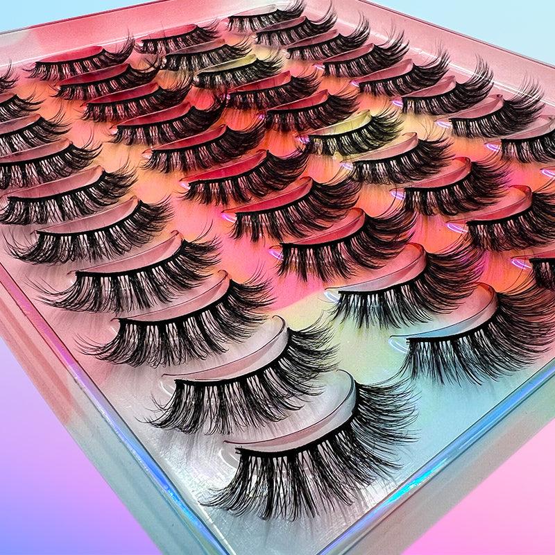 20 Pairs 3D Faux Mink Lashes Natural False Eyelashes for Extensions