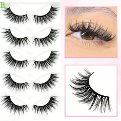 5 Pairs Cat Eye Lashes Sexy Natural Fluffy Faux Mink False Eyelashes