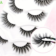5 Pairs Cat Eye Lashes Sexy Natural Fluffy Faux Mink False Eyelashes
