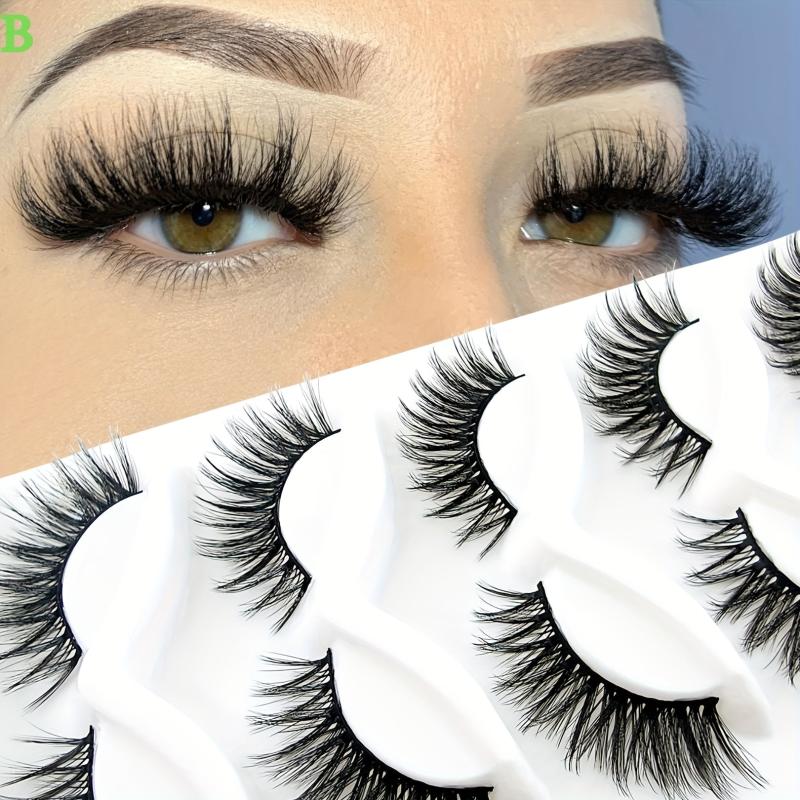 5 Pairs Cat Eye Lashes Sexy Natural Fluffy Faux Mink False Eyelashes