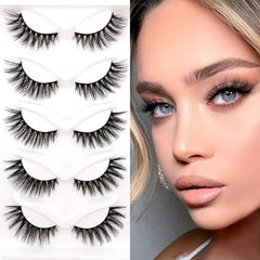 5 Pairs Cat Eye Lashes Sexy Natural Fluffy Faux Mink False Eyelashes