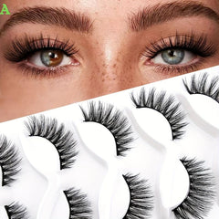 5 Pairs Cat Eye Lashes Sexy Natural Fluffy Faux Mink False Eyelashes
