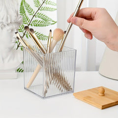 Clear Plastic Cotton Swab Storage Rack - Cosmetic Organizer