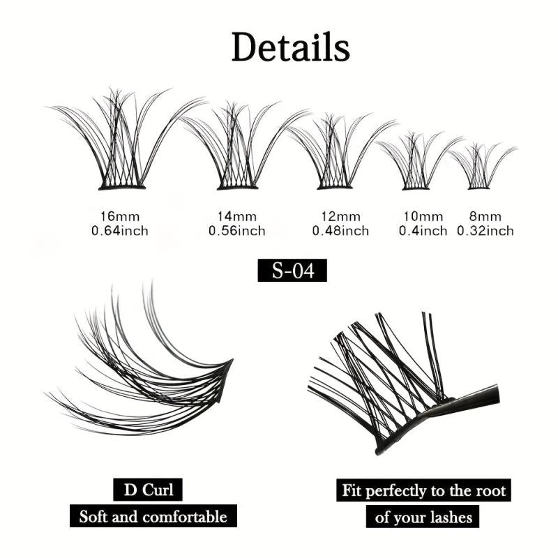 100pcs Mix D Curl Cluster Lashes 8-16mm Soft & Natural False Eyelashes DIY