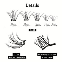 100pcs Mix D Curl Cluster Lashes 8-16mm Soft & Natural False Eyelashes DIY
