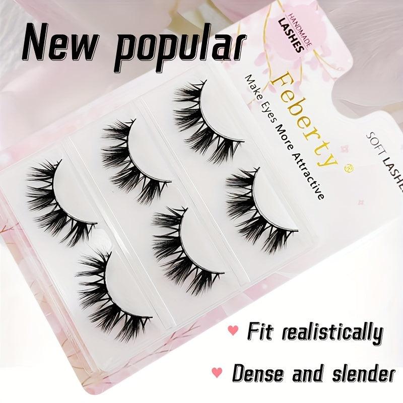 3D Faux Mink Lashes Soft Wispy Fluffy False Eyelashes Curly 3 Pairs