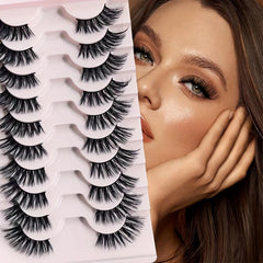 10 Pairs Natural Wispy 3D Faux Mink False Eyelashes