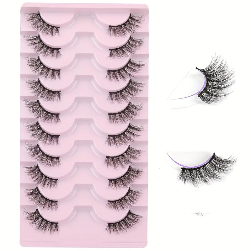 10 Pairs Natural Wispy 3D Faux Mink False Eyelashes