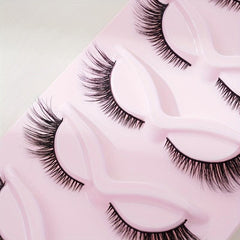 5 Pairs 5D Cat Eye False Lashes 16mm Tail Fluffy Cross Strip Eyelashes