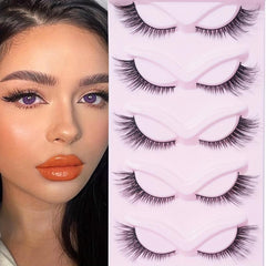 5 Pairs 5D Cat Eye False Lashes 16mm Tail Fluffy Cross Strip Eyelashes