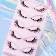 5 Pairs 5D Cat Eye False Lashes 16mm Tail Fluffy Cross Strip Eyelashes