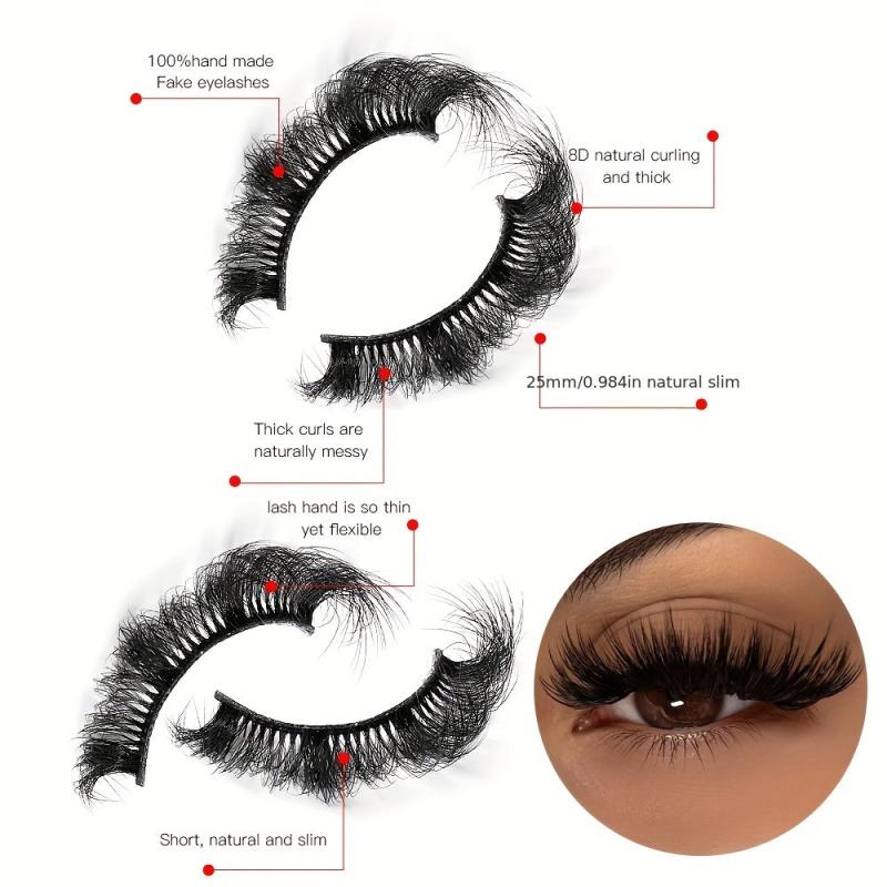 5 Pairs Thick False Eyelashes Messy Fluffy Layer Faux Mink Lashes Soft