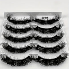 5 Pairs Thick False Eyelashes Messy Fluffy Layer Faux Mink Lashes Soft