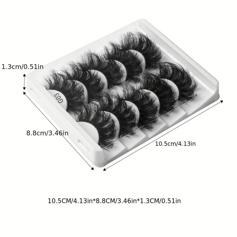 5 Pairs Thick False Eyelashes Messy Fluffy Layer Faux Mink Lashes Soft