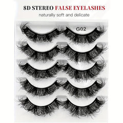 5 Pairs Thick False Eyelashes Messy Fluffy Layer Faux Mink Lashes Soft