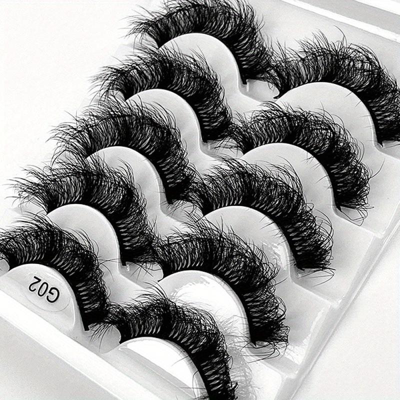 5 Pairs Thick False Eyelashes Messy Fluffy Layer Faux Mink Lashes Soft